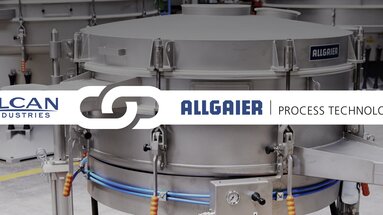 Tamizadora por nutación y logotipos de ELCAN Industries y Allgaier Process Technology | © Allgaier Process Technology 2023