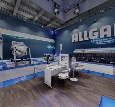 ausschnitt des virtuellen showrooms der allgaier-group mit maschinen | © Allgaier Process Technology 2022