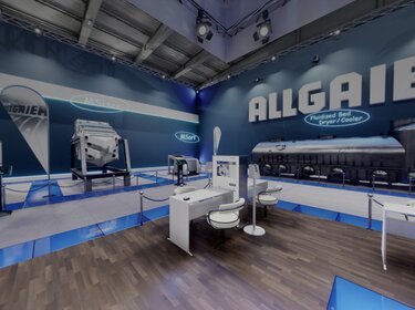 ausschnitt des virtuellen showrooms der allgaier-group mit maschinen | © Allgaier Process Technology 2022