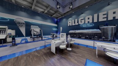 Digitale Services | © Allgaier Process Technology 2022 Ausschnitt des Virtuellen Showrooms der Allgaier-Group mit Maschinen | © Allgaier Process Technology 2022