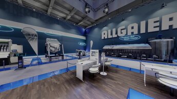 ausschnitt des virtuellen showrooms der allgaier-group mit maschinen | © Allgaier Process Technology 2022
