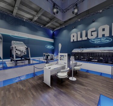 Sección de la sala de exposición virtual del Grupo Allgaier con máquinas | © Allgaier Process Technology 2022